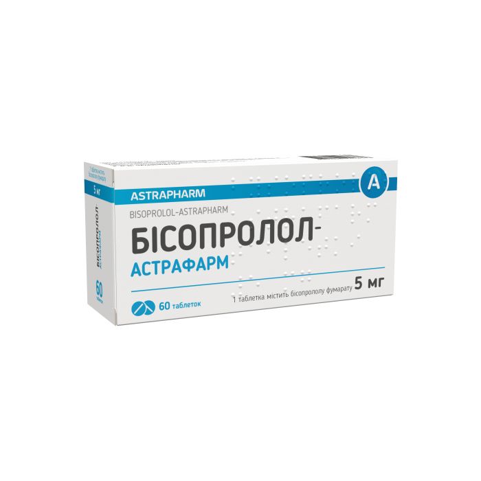 Бісопролол-Астрафарм 5 мг таблетки №60 фото