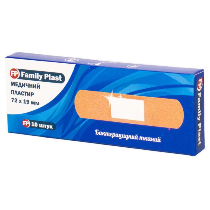 Пластир Family Plast бактерицидний на тканинній основі 19*72 мм №10 ціна