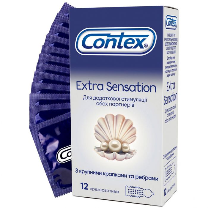 Презервативи Contex Extra Sensation з великими точками та ребрами №12 недорого
