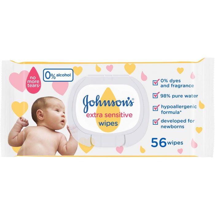 Вологі серветки для дітей Johnson's Baby Екстра ніжні, 56 шт. в Україні