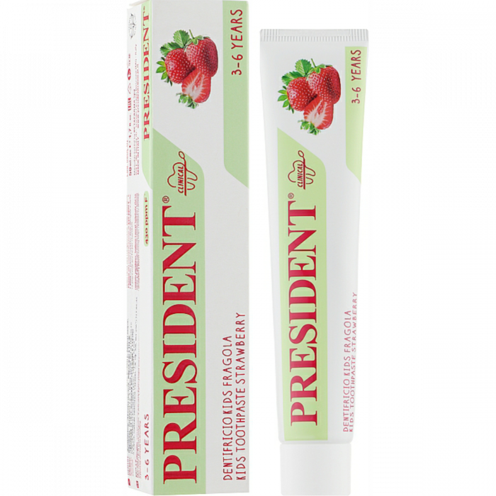 Дитяча зубна паста President Kids Strawberry з ксилітом та фтором (3-6 років) полуниця 50 мл ціна