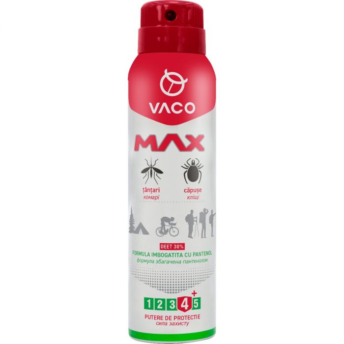 Аерозоль Vaco Max від комарів кліщів та мошок Deet 30% з пантенолом 100 мл в Україні