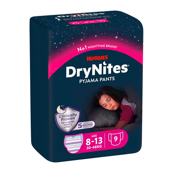 Підгузки-трусики Huggies DryNites нічні для дівчаток 8-13 років (30-48 кг) №9 в аптеці