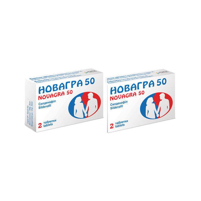 Новагра 50 мг таблетки №2 + Новагра 50 мг таблетки №2 (Акционный комплект) в Украине
