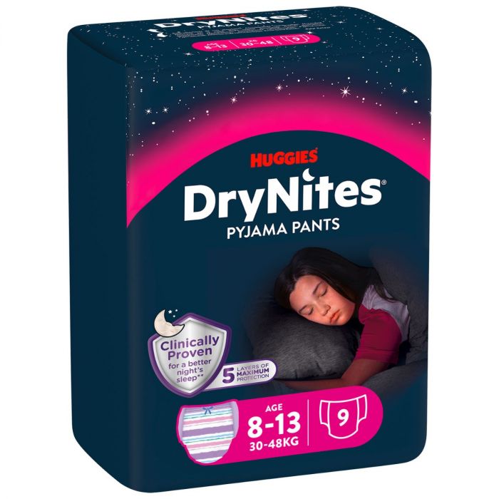 Підгузки-трусики Huggies DryNites нічні для дівчаток 8-13 років (30-48 кг) №9 в інтернет-аптеці