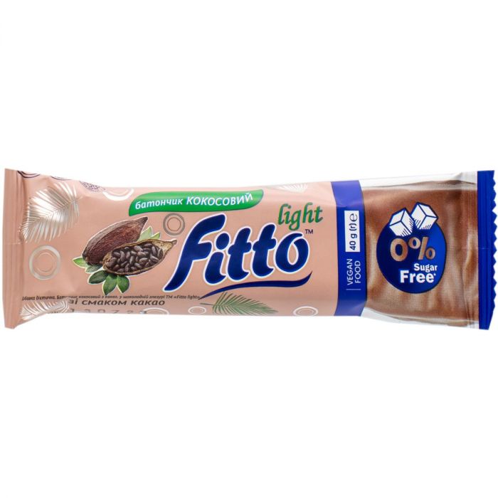 Батончик Fitto light кокосовий з какао в шоколадній глазурі 40 г замовити