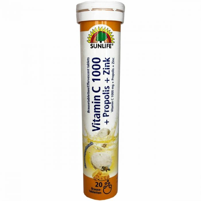 Вітаміни Sunlife Vitamin C 1000+Propolis+Zink таблетки шипучі №20 купити