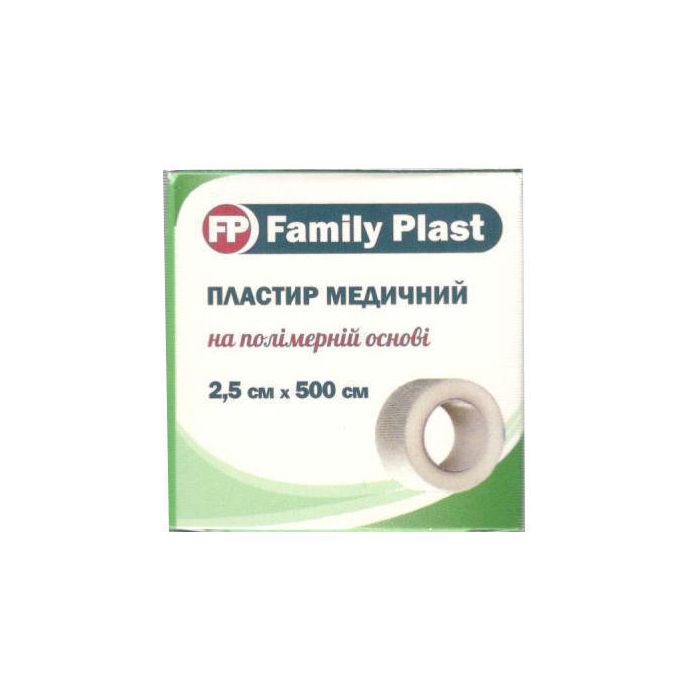 Пластир Family Plast медичний на полімерній основі в котушці з підвісом 2,5 см*500 см ADD