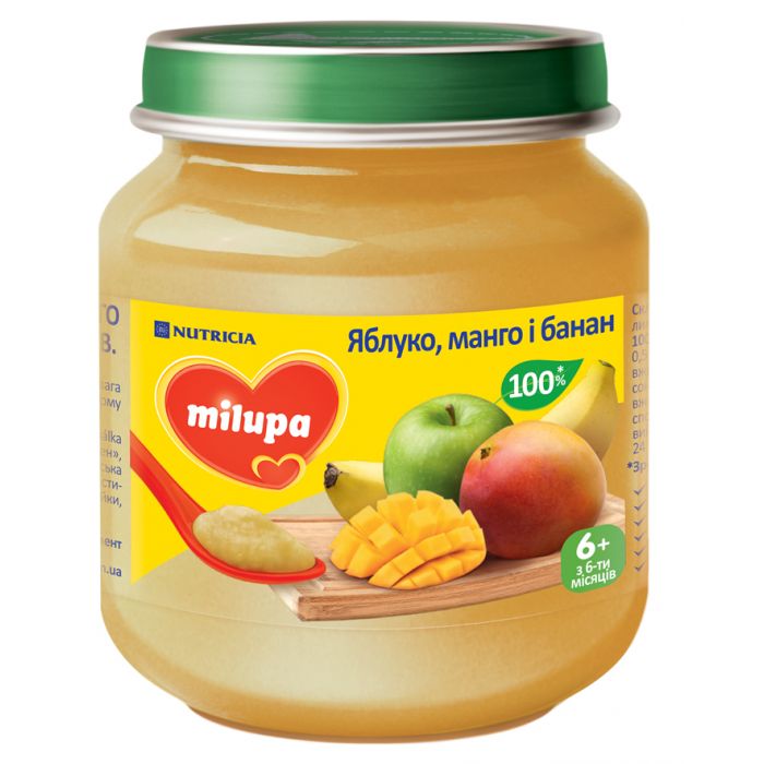 Пюре Milupa яблоко манго банан (с 6 месяцев) 125 г цена