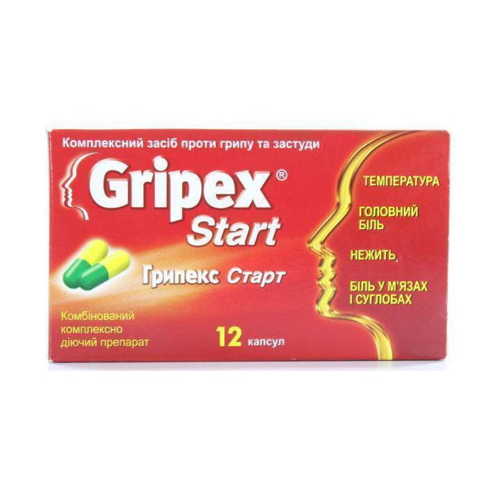 Грипекс Старт 200 мг капсулы №12  ADD