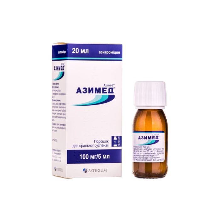 Азимед 100 мг/5 мл порошок для оральної суспензії флакон 20 мл замовити