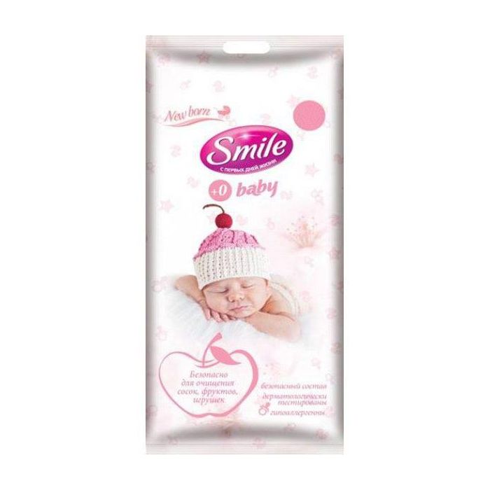 Салфетки влажные Smile (Смайл) Baby для новорожденных №15 цена