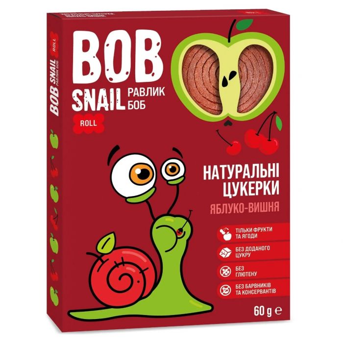 Конфеты Bob Snail (Улитка Боб) яблоко-вишня 60 г в Украине