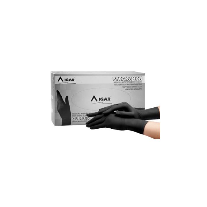 Перчатки смотровые IGAR Gloves Black нитриловые неприпудренные нестерильные черные (р. S) №200 в аптеке