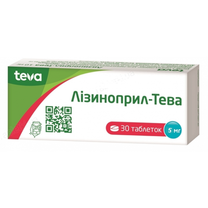 Лизиноприл-Тева 5 мг таблетки №30 в интернет-аптеке