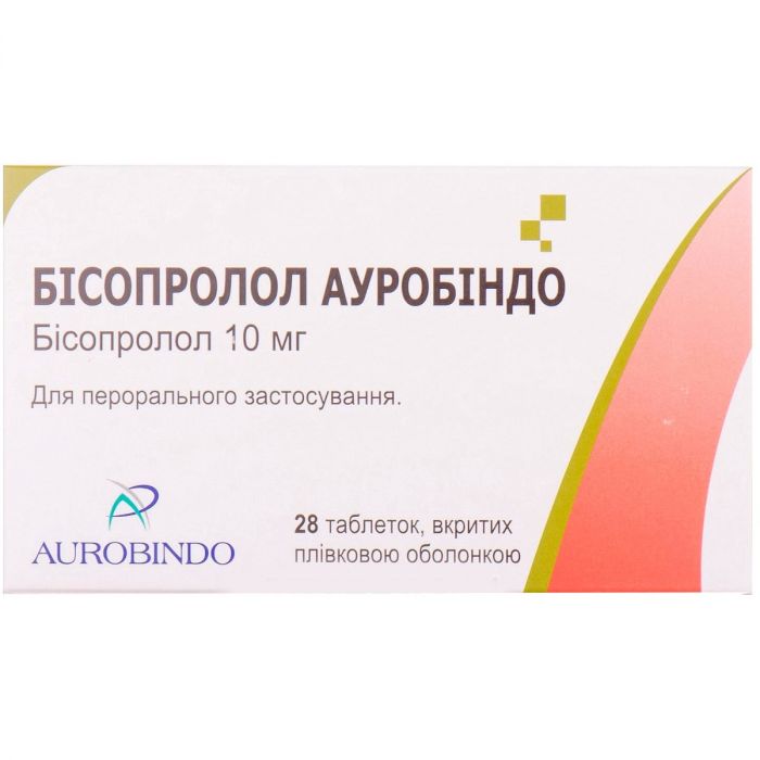 Бісопролол Ауробіндо 10 мг таблетки №28 ADD