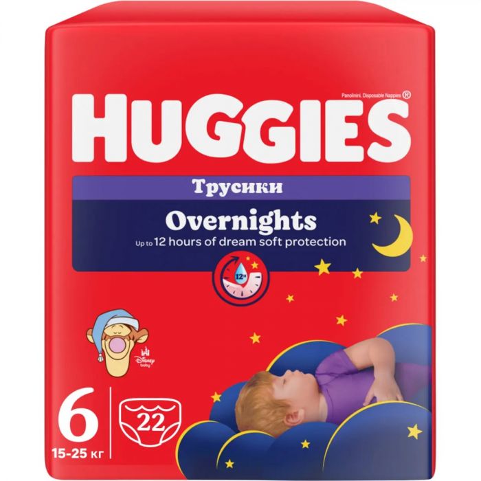 Підгузки-трусики Huggies (Хаггіс) Overnight р.6 (15-25 кг) 22 шт. ADD