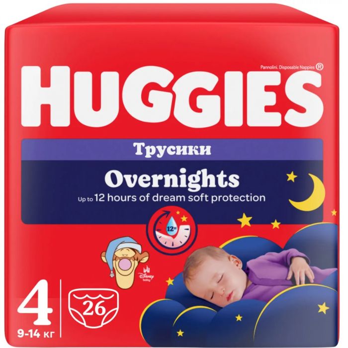 Підгузки-трусики Huggies (Хаггіс) Overnight р.4 (9-14 кг) 26 шт. фото