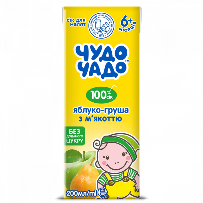 Сік Чудо-Чадо Яблучно-грушевий без цукру 200 мл в аптеці