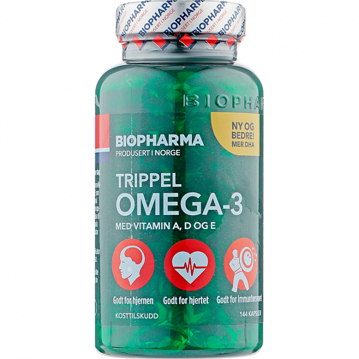 Концентрат Biopharma Tripple Omega-3 із вітамінами A, D, E преміум клас капсули №144 фото