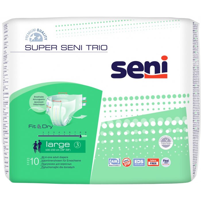 Підгузки для дорослих Super Seni Trio large air 10 шт в аптеці